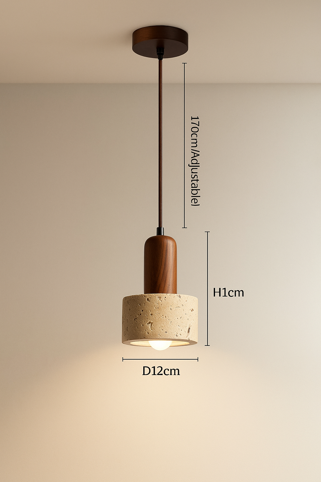 Wabi Sabi Travertine Pendant Light – Elegant Marble Droplight for Dining Table