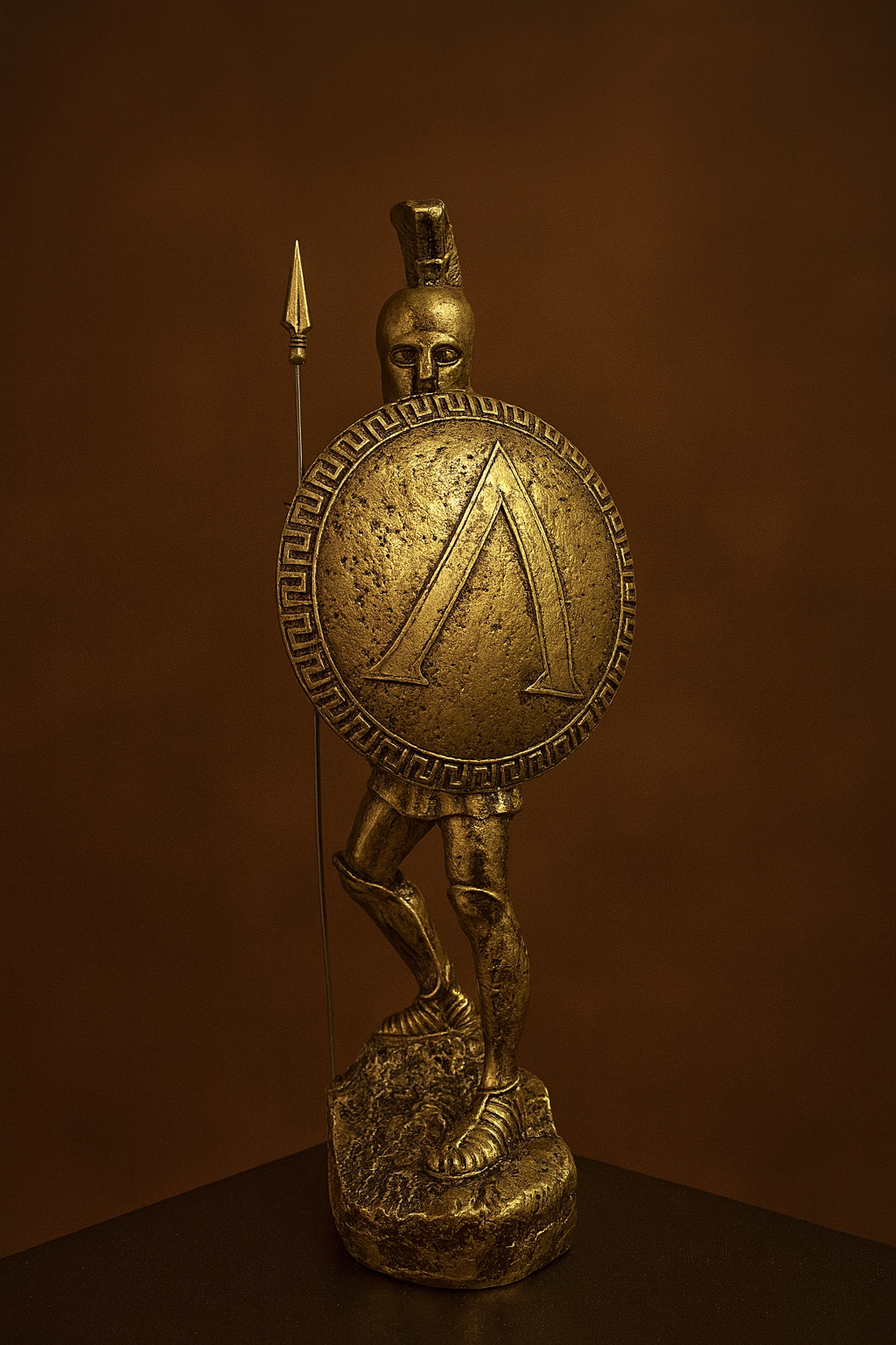 Spartan Warrior Statue – Ancient Greek Soldier Figurine with Spear and Shield
