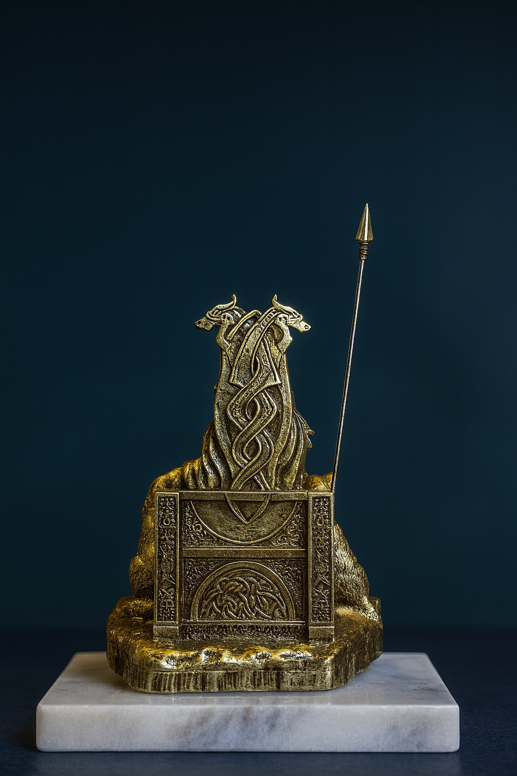 Odin Norse God Statue with Wolves – Viking Mythology Figurine, Nordic Home Decor