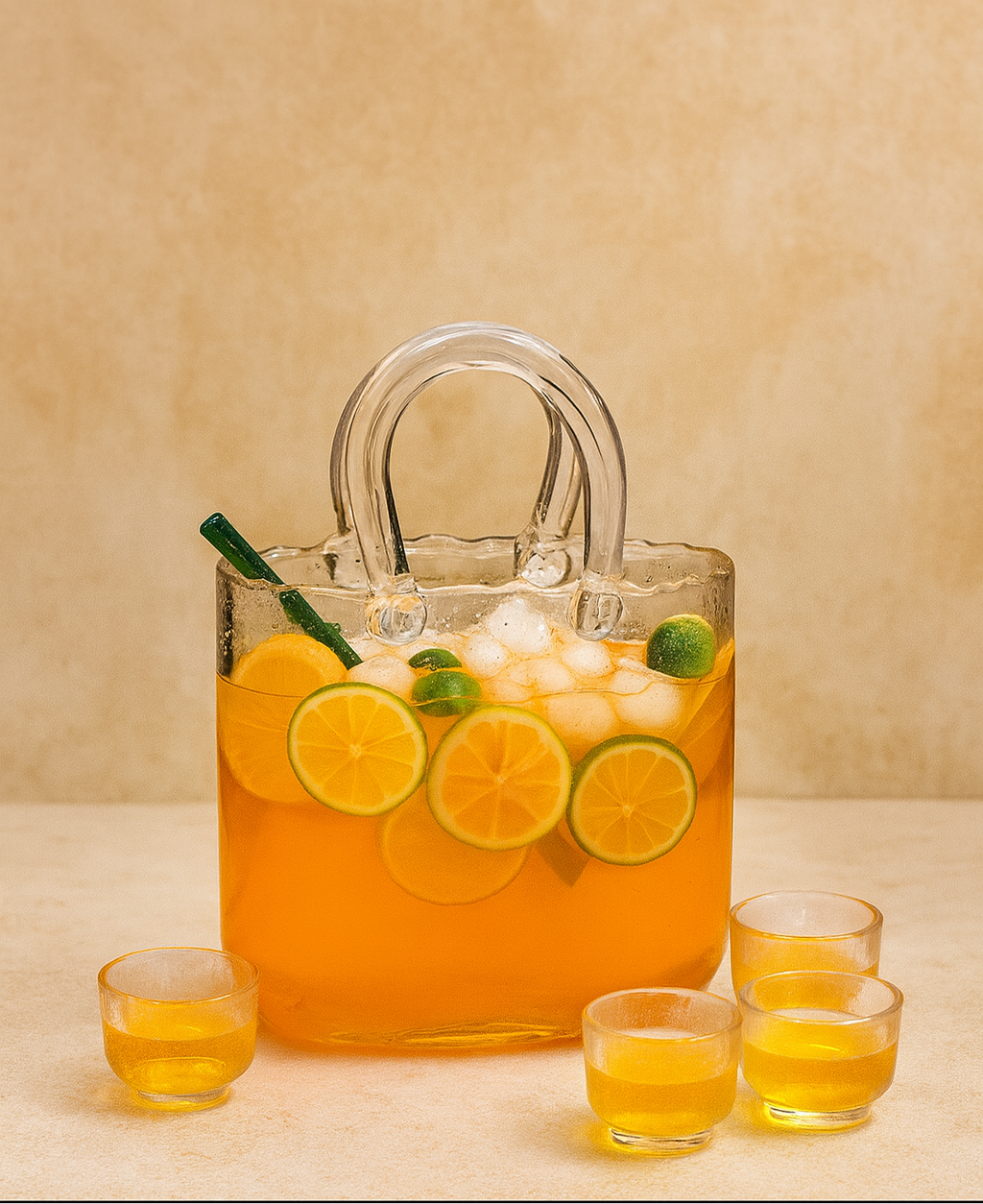 Large Glass Vase for Flowers, Juice, or Fish – Unique Handbag Style Home Decoration