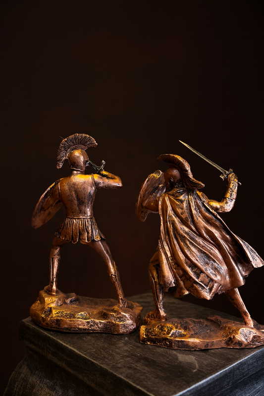 Achilles and Hector Spartan Warrior Statues – Ancient Greek Mythology Battle Figurines