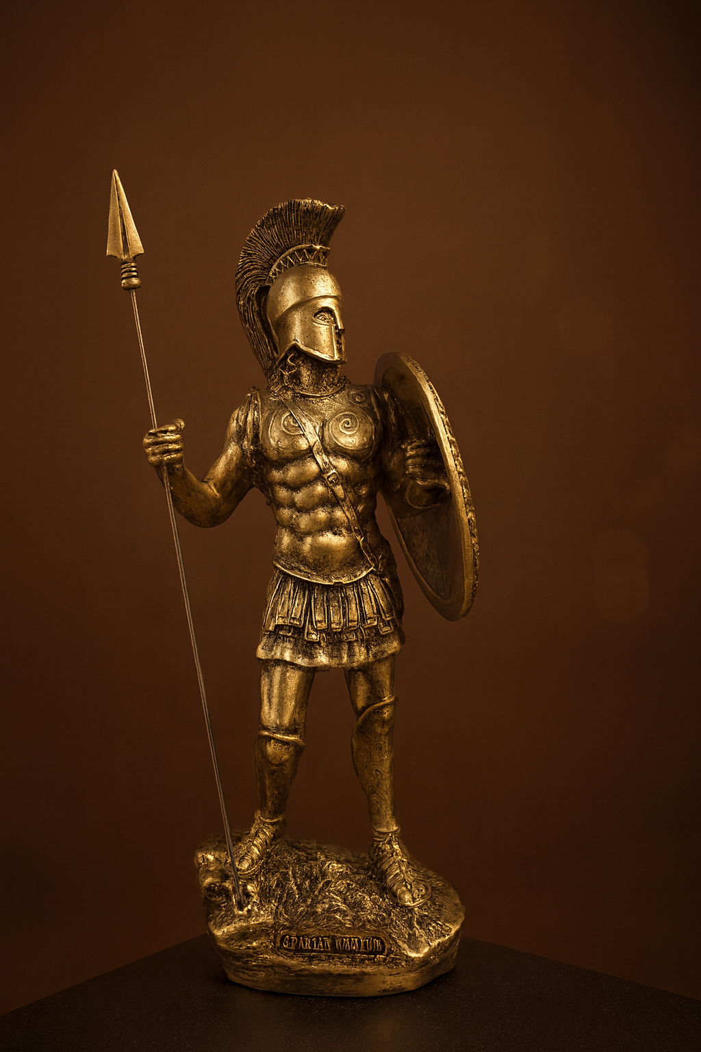 Spartan Warrior Statue – Ancient Greek Soldier Figurine with Spear and Shield
