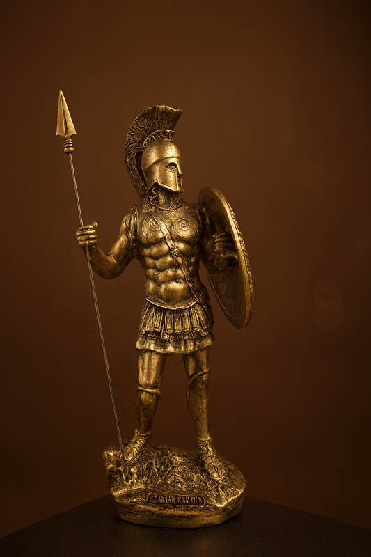 Spartan Warrior Statue – Ancient Greek Soldier Figurine with Spear and Shield