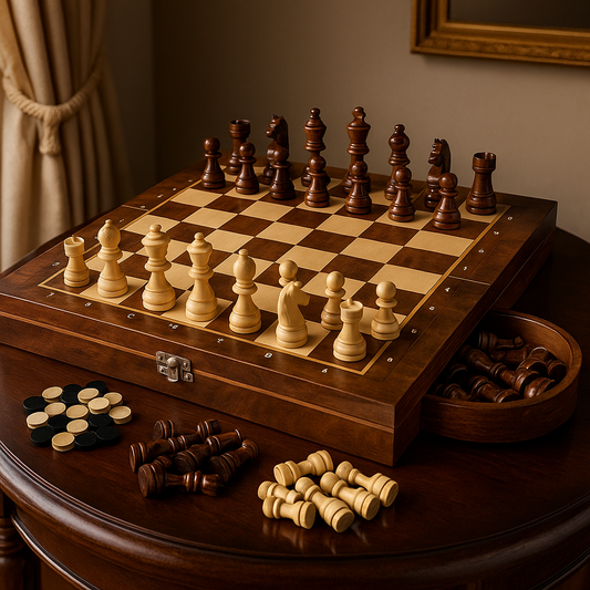 Foldable Wooden Chess Set Board Game
