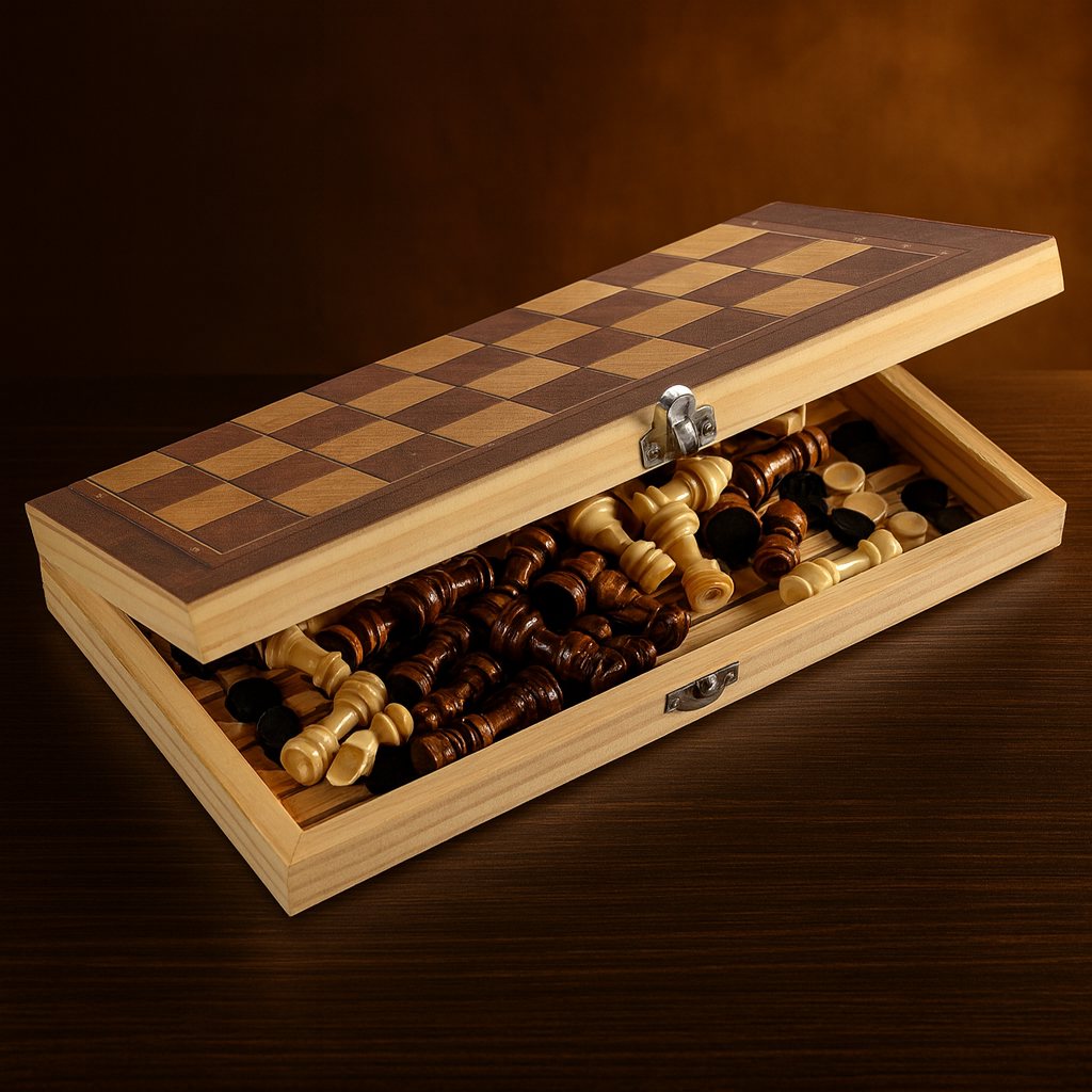 Foldable Wooden Chess Set Board Game